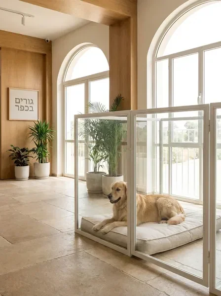 מתקני פנסיון הכלבים של גורים בכפר — נקיים, בטוחים ומוארים באור טבעי